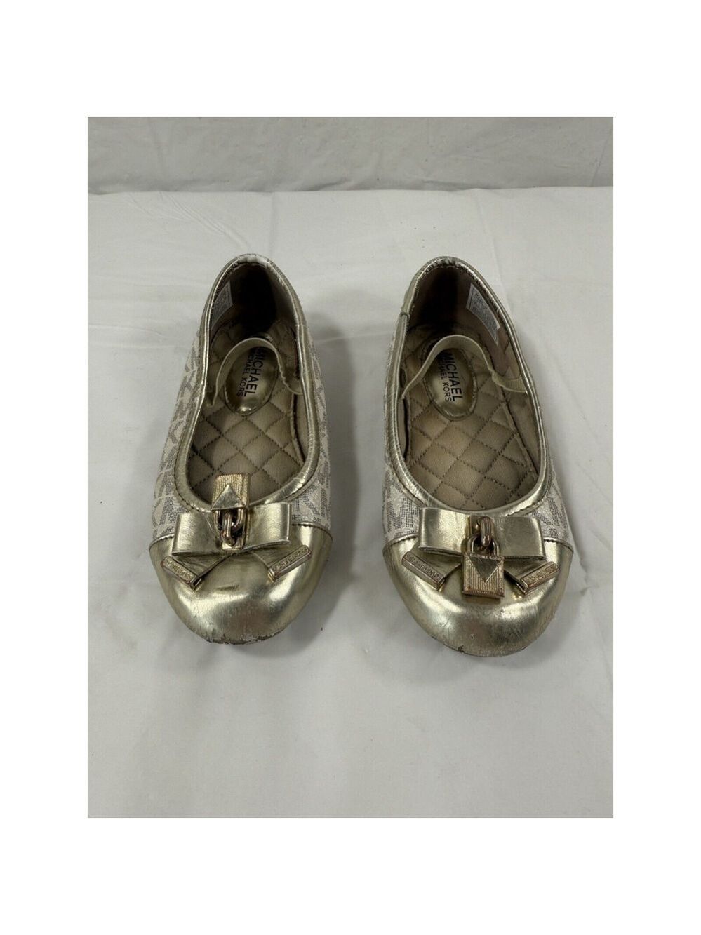 Michael Michael Kors Girls Kenya Metallic Lock Logo Ballets Flat (Youth) Size 10